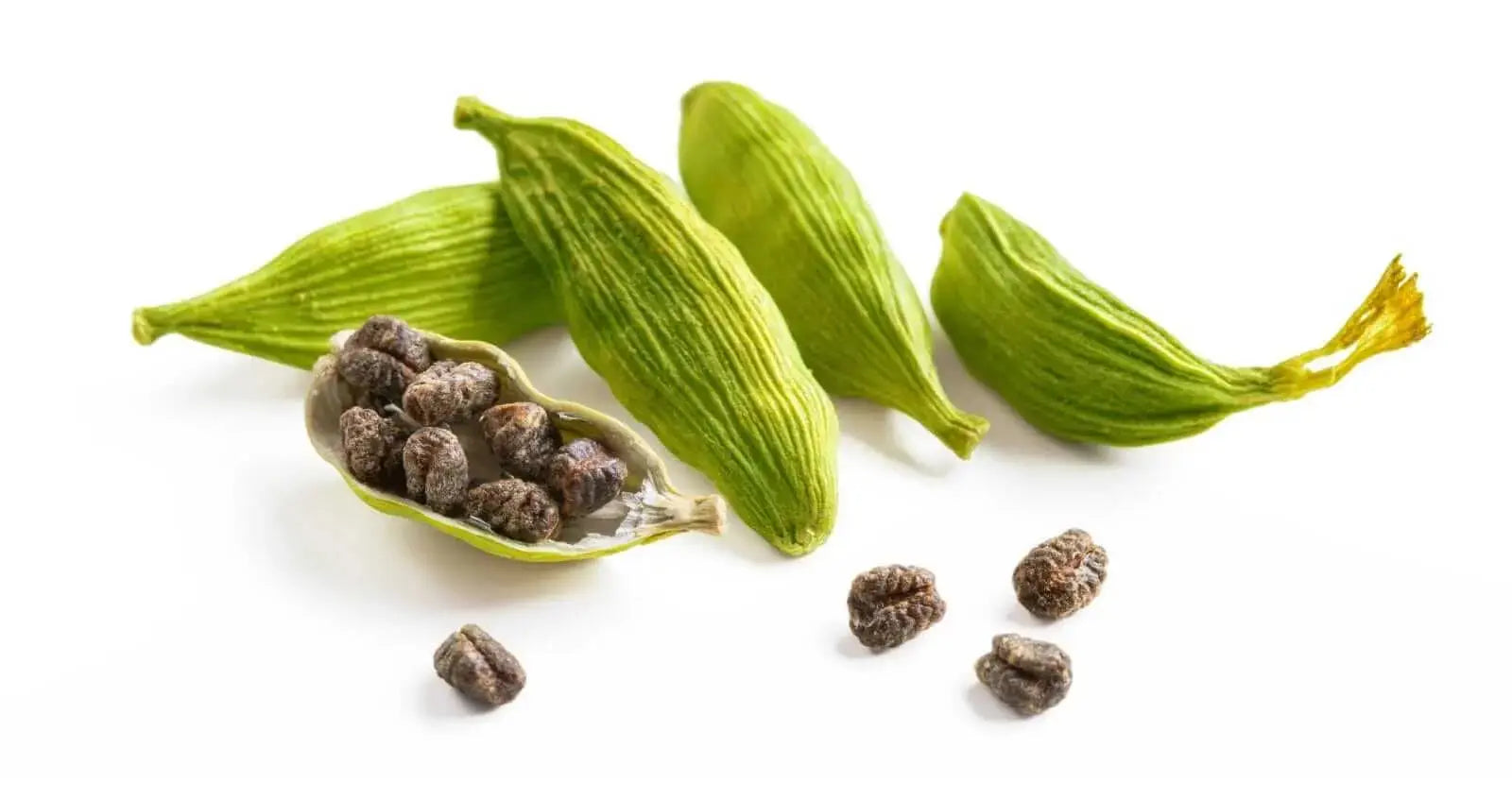 Premium organic green cardamom pods with seeds, showcasing their natural vibrant color and aroma.